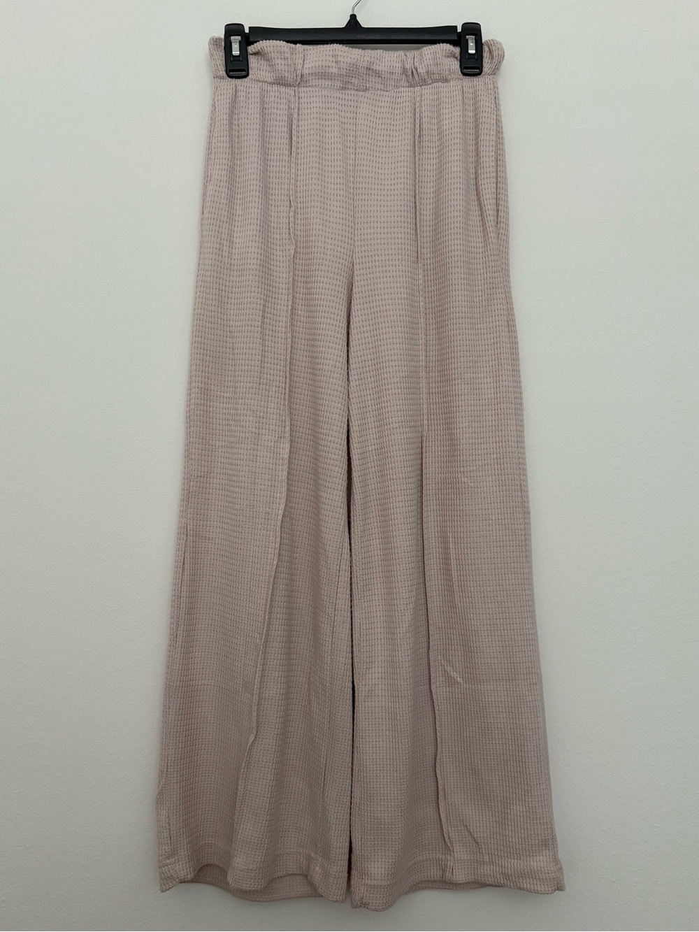 Wide-Leg Knit Palazzo Pants Beige Lounge Pants